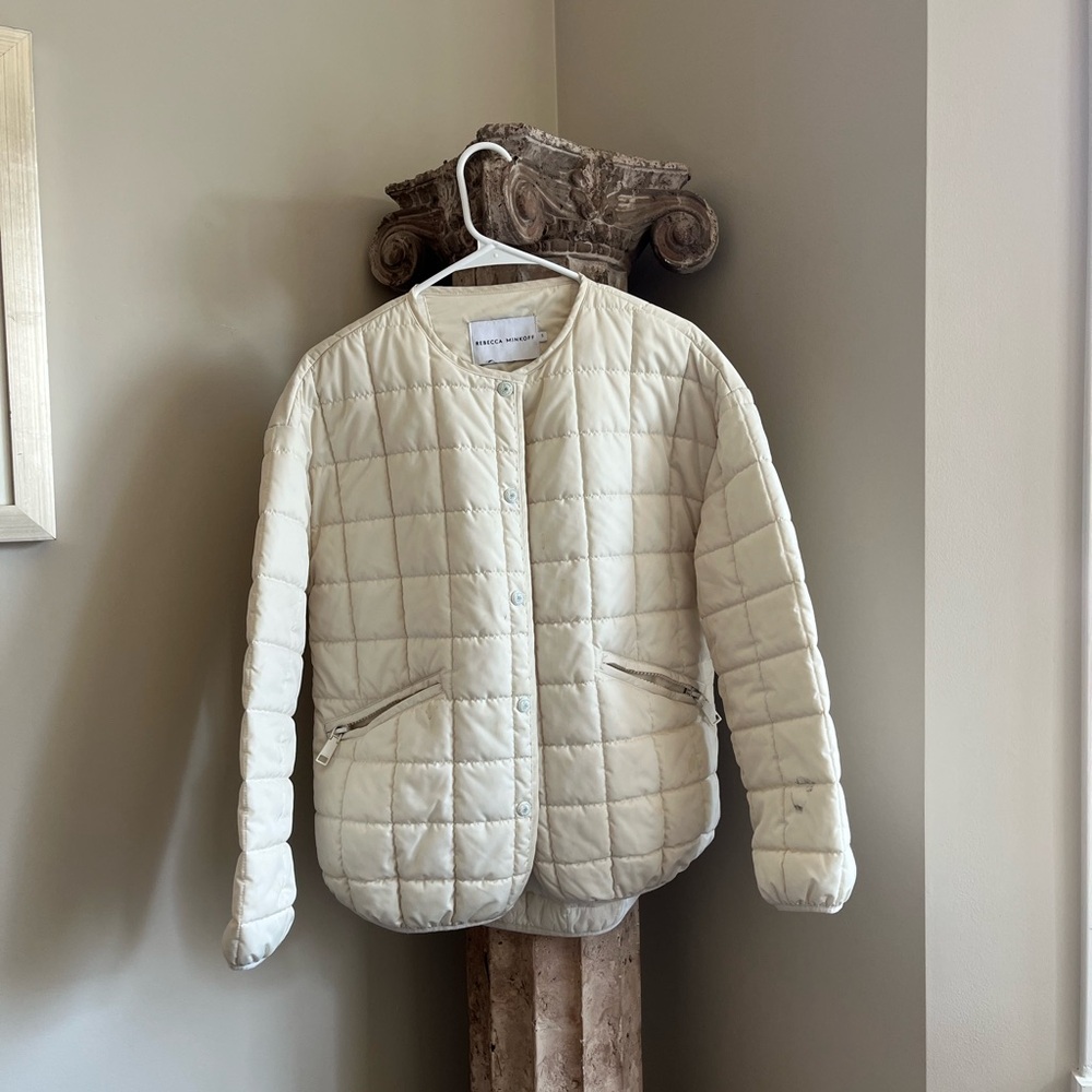 Rebecca Minkoff Cream Quilted Button Snap Jacket Women’s S